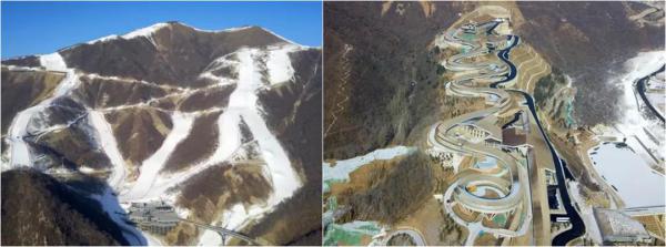 ▲国家高山滑雪中心(左)和国家雪车雪橇中心(右) ▲国家高山滑雪中心(左)和国家雪车雪橇中心(右)